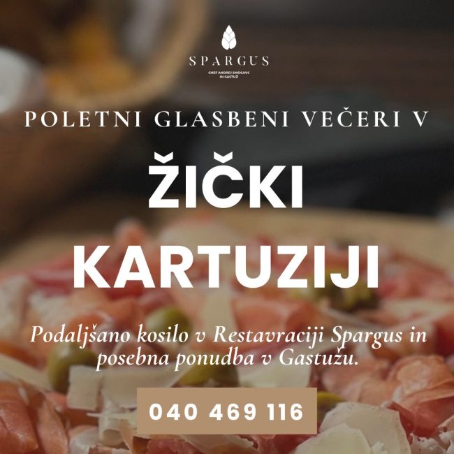 Poletni glasbeni večeri v Žički kartuziji – pršutna plošča s pršutom San Daniele, parmezanom in olivami v Gastužu. Restavracija Spargus in Kavarna Gastuž vabita na kulinarični postanek pred koncertom ali po njem.